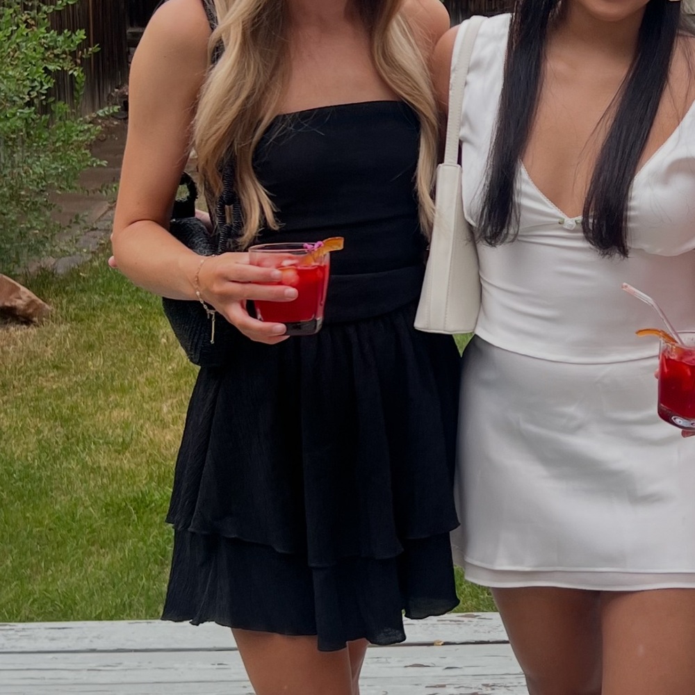 Cider Black Strapless Mini Dress